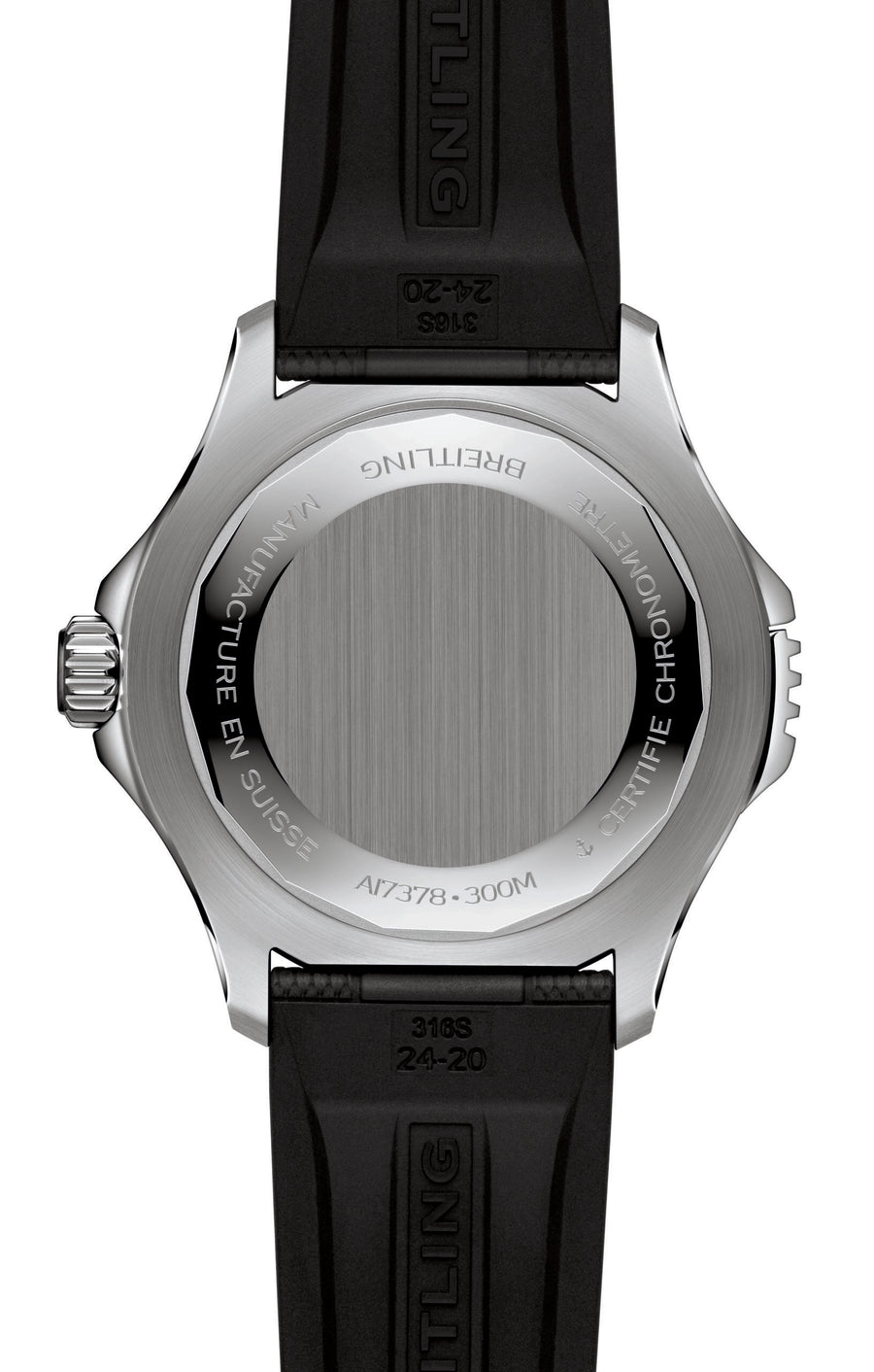 Breitling Superocean Automatic 46_black dial and black rubber strap_caseback_Ref. A17378211B1S1_CMYK