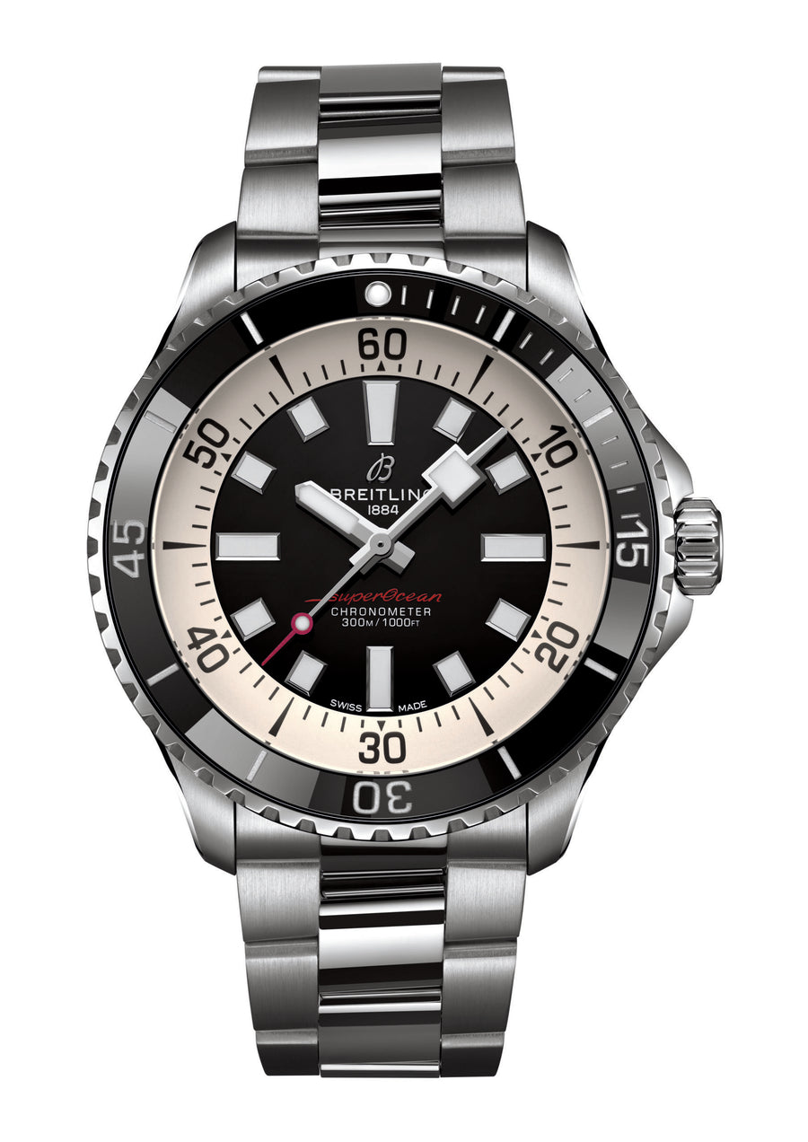 Breitling Superocean Automatic 44_black dial and stainless-steel bracelet_Ref. A17376211B1A1_CMYK