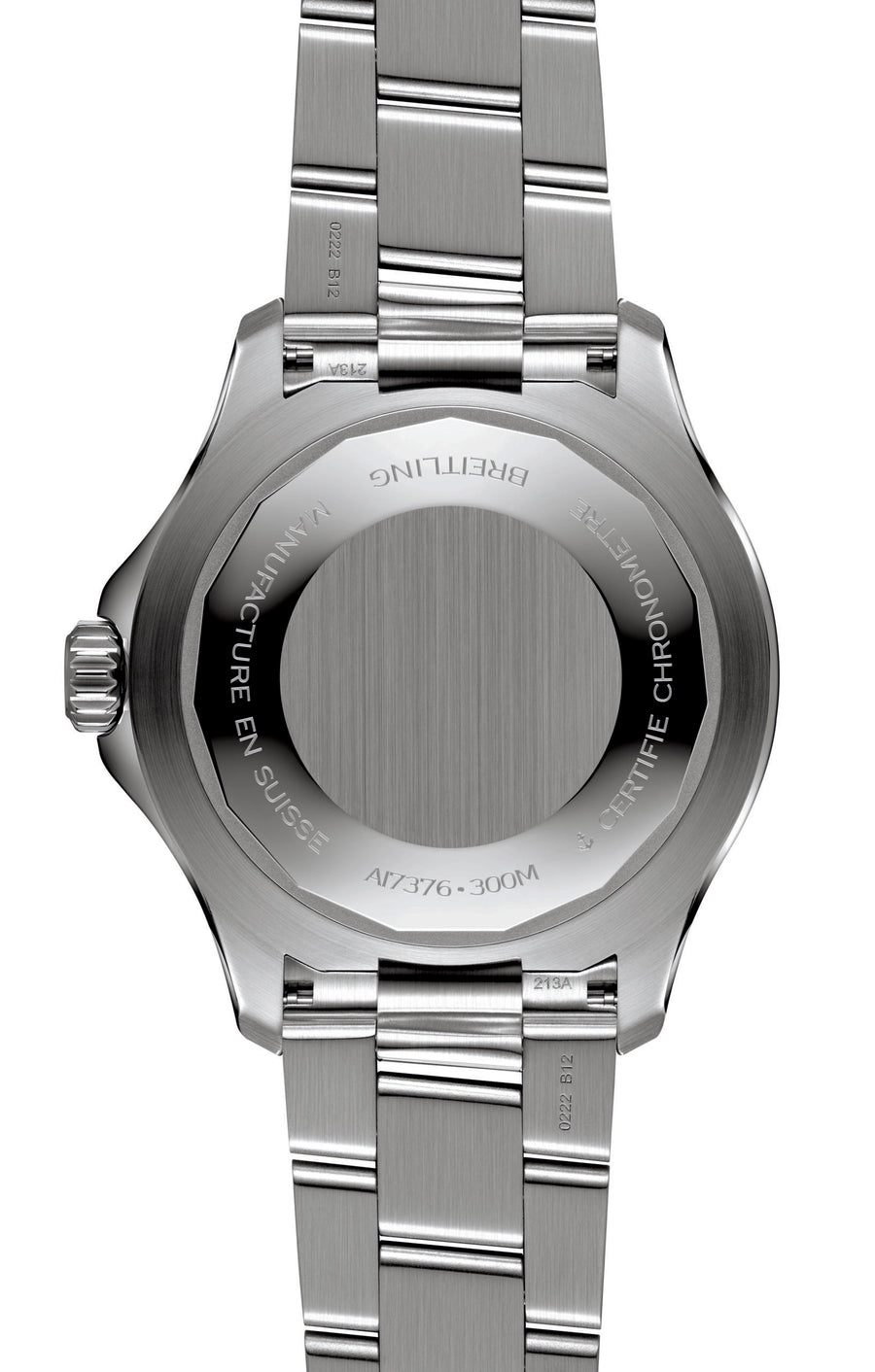 Breitling Superocean Automatic 44_black dial and stainless-steel bracelet_caseback_Ref. A17376211B1A1_CMYK