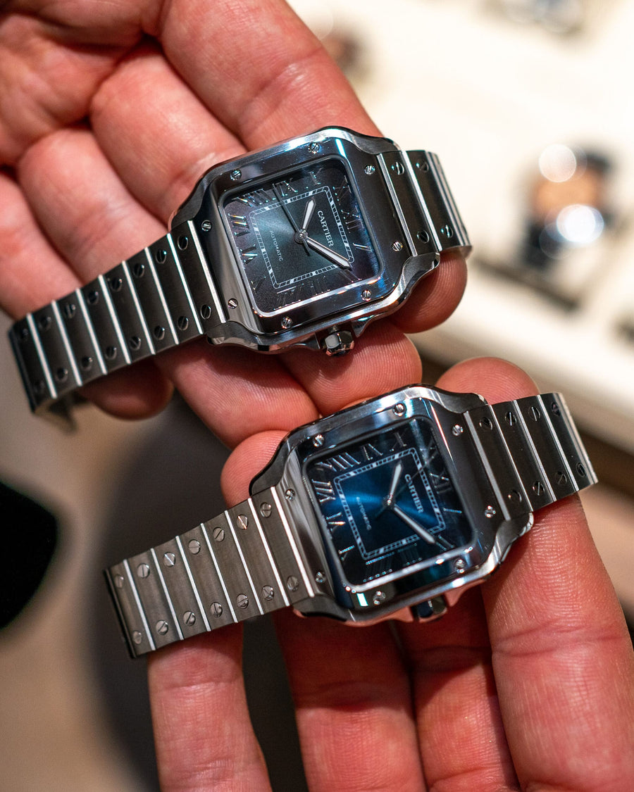 Nya Cartier Santos Medium i grönt och blått