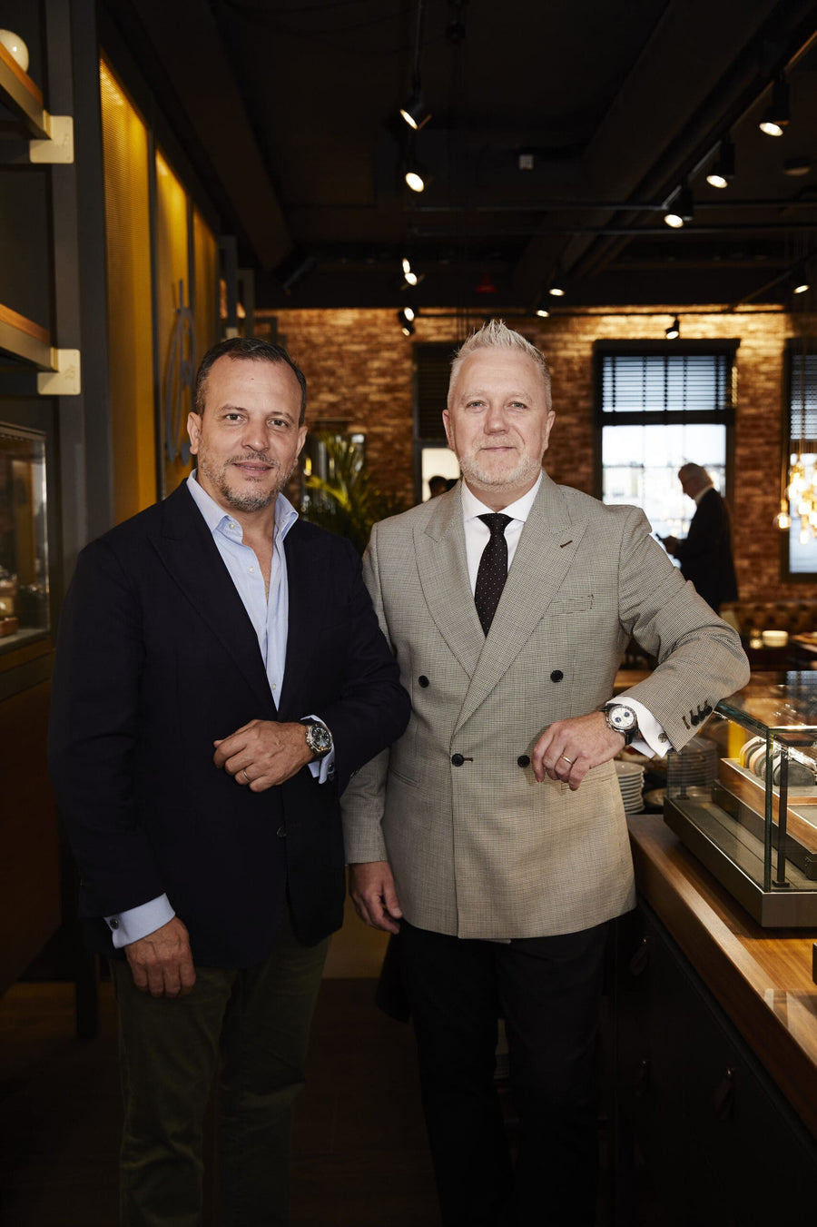Nasr-eddine Benaissa, Breitling HQ, and Craig Bolton, Watches of Switzerland