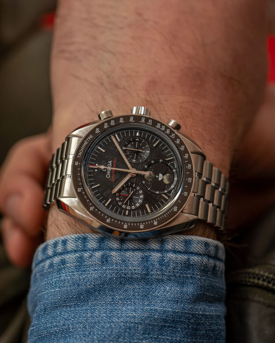 New Omega Speedmaster Moonphase Meteorite 