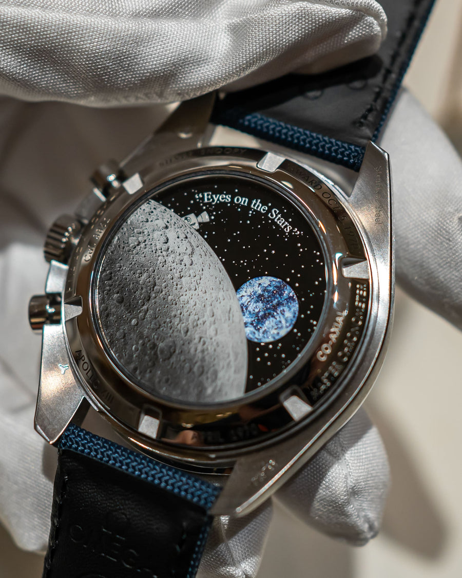 Omega Speedmaster Silver Snoopy Award 50th anniversary.