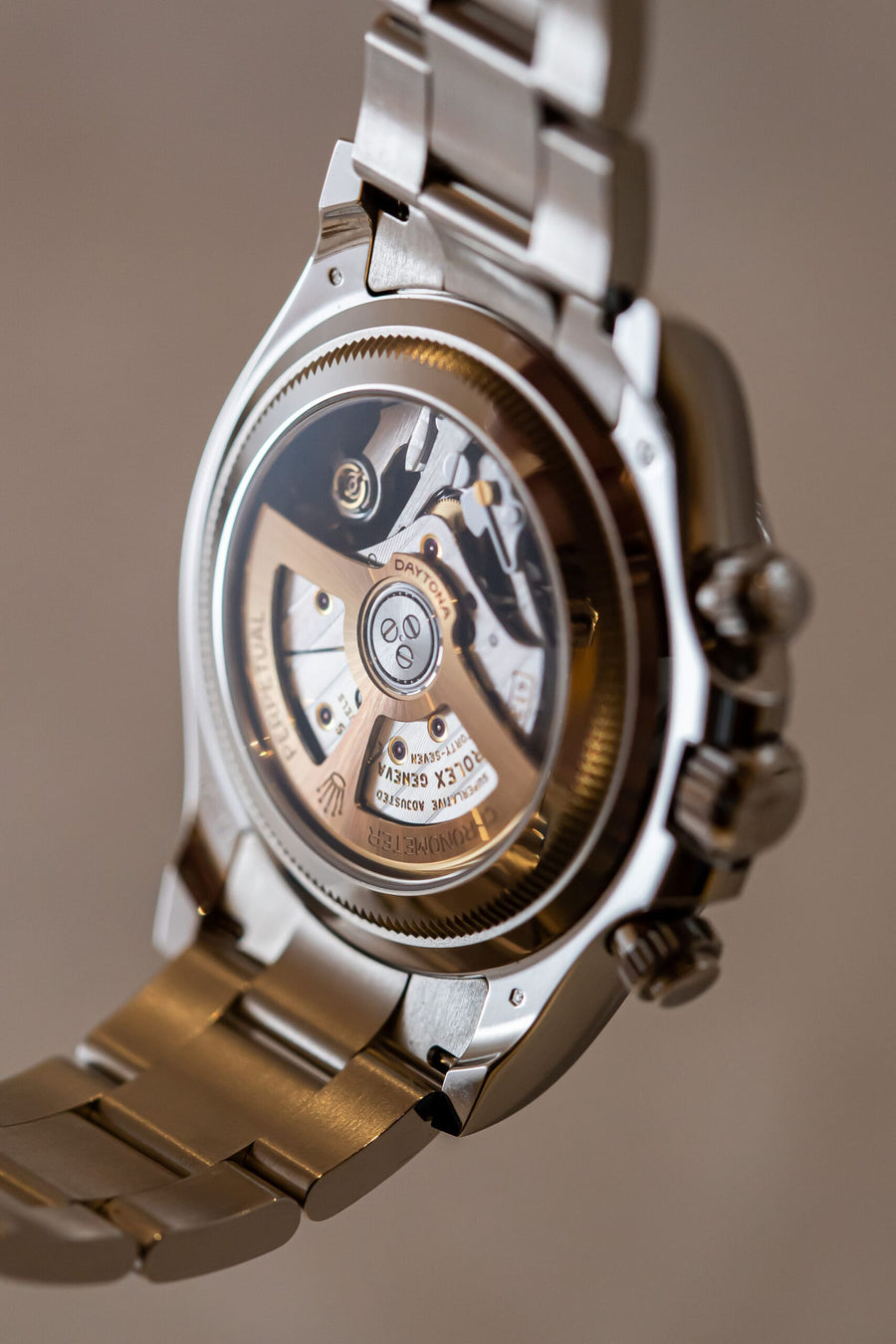 Rolex Daytona 126506 with open caseback.