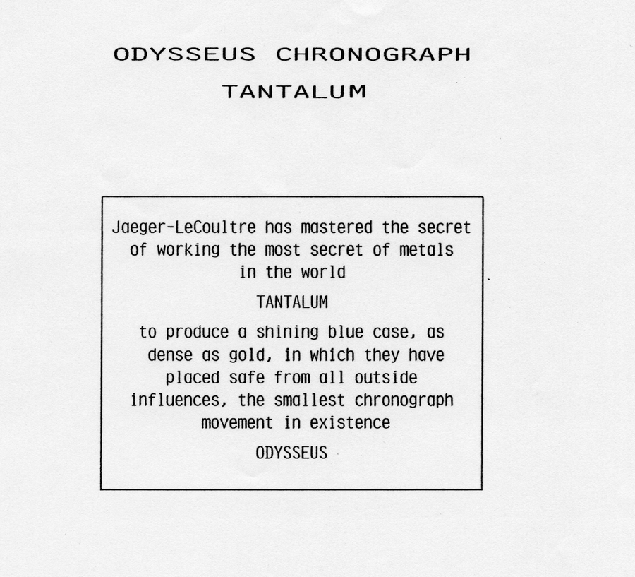 Jaeger-LeCoultre Odysseus – the world's smallest chronograph 