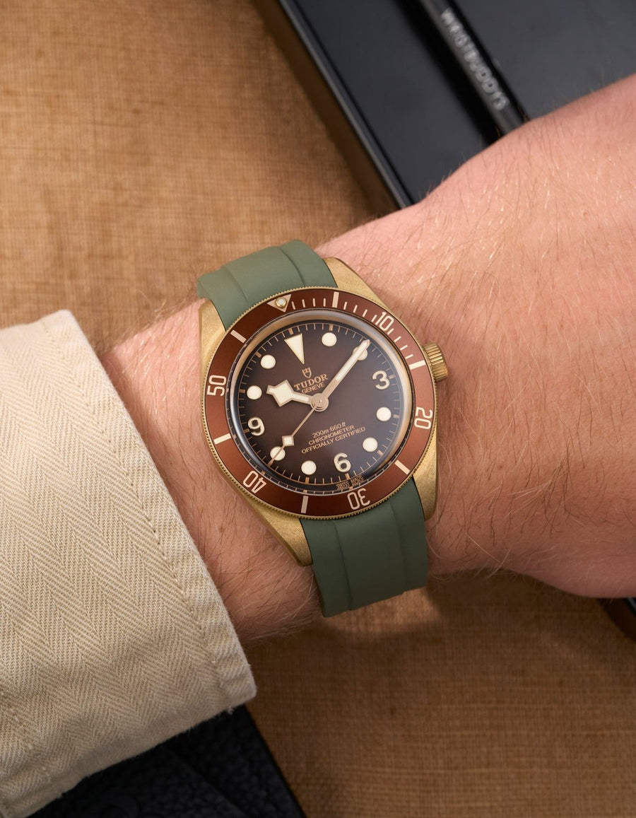 Tudor 58 strap guide Wristbuddys bronze green
