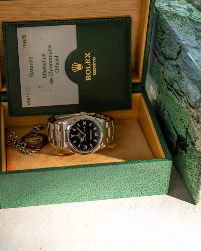 rolex explorer 114270 svart tavla 36mm