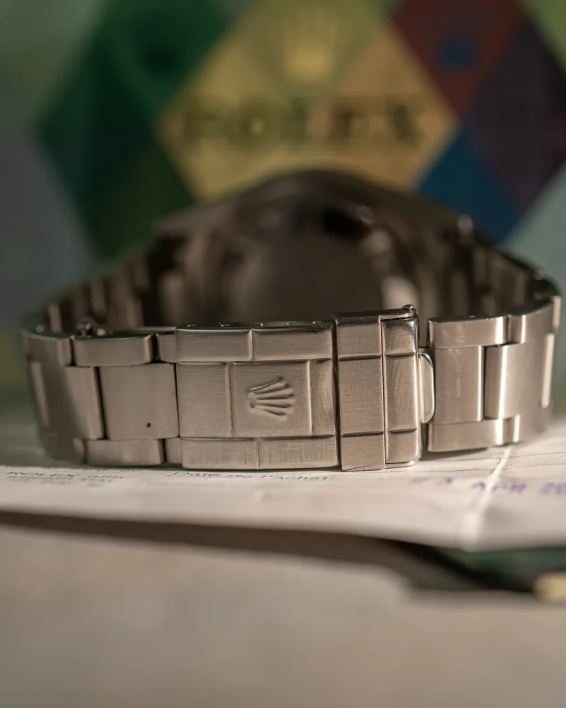 rolex explorer 114270 svart tavla 36mm länk detalj